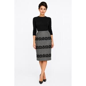 Vintage 1950s Sloat & Co Wool Soutache Pencil Skirt USA Made XS Gray